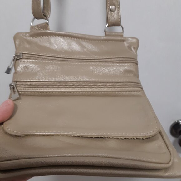 Genuine Leather Taupe/Bronze crossbody bag - Picture 3 of 7